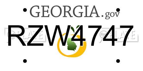 RZW4747 Georgia License Plate