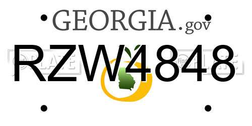 RZW4848 Georgia License Plate