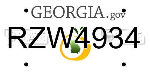 RZW4934 Georgia License Plate
