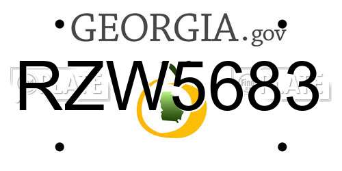 RZW5683 Georgia License Plate