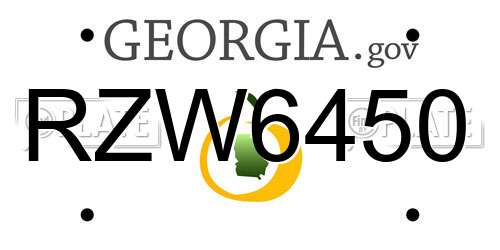 RZW6450 Georgia License Plate