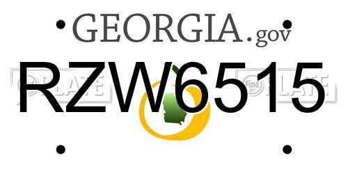 RZW6515 Georgia License Plate