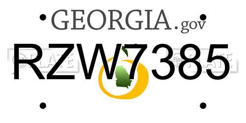 RZW7385 Georgia License Plate