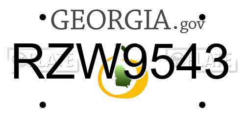 RZW9543 Georgia License Plate