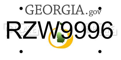 RZW9996 Georgia License Plate