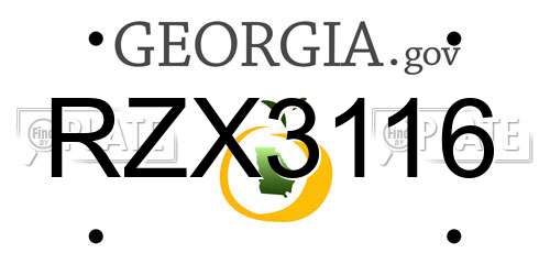 RZX3116 Georgia License Plate