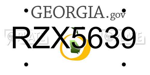 RZX5639 Georgia License Plate