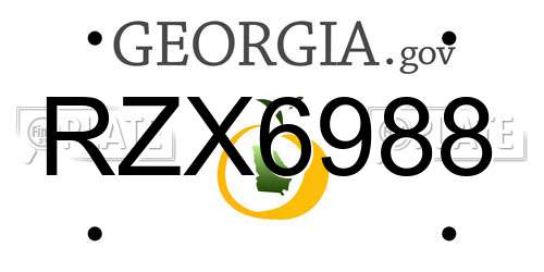 RZX6988 Georgia License Plate