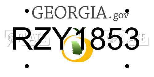 RZY1853 Georgia License Plate