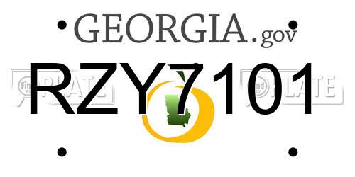 RZY7101 Georgia License Plate