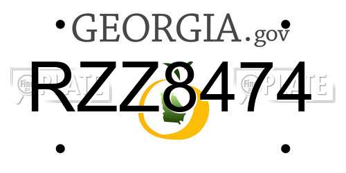 RZZ8474 Georgia License Plate