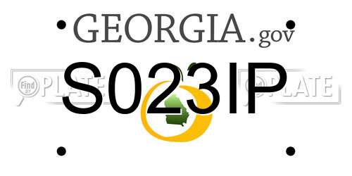 S023IP Georgia License Plate