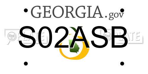 S02ASB Georgia License Plate