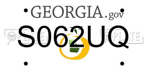 S062UQ Georgia License Plate