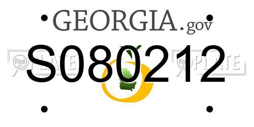S080212 Georgia License Plate