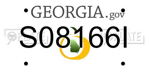 S08166I Georgia License Plate