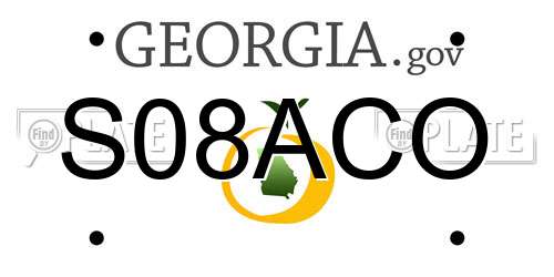 S08ACO Georgia License Plate