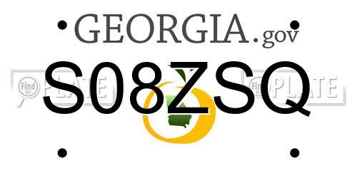 S08ZSQ Georgia License Plate