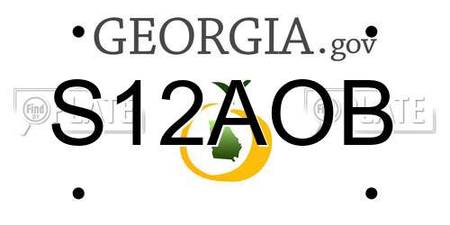 S12AOB Georgia License Plate