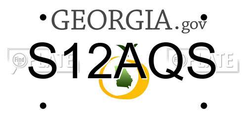 S12AQS Georgia License Plate
