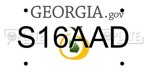 S16AAD Georgia License Plate