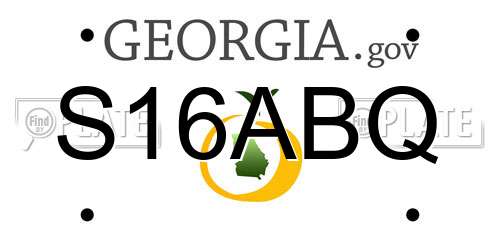 S16ABQ Georgia License Plate
