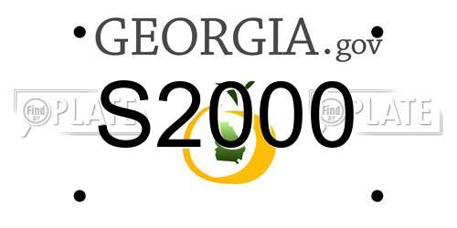 S2000 Georgia License Plate