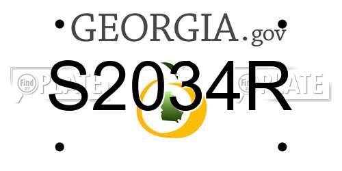 S2034R Georgia License Plate