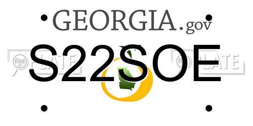 S22SOE Georgia License Plate