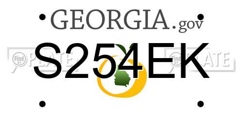 S254EK Georgia License Plate