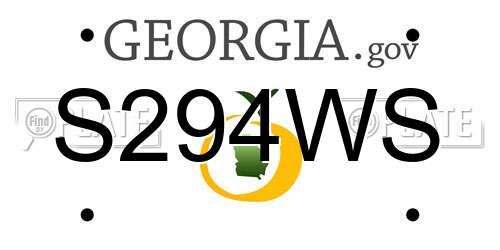 S294WS Georgia License Plate