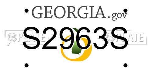 S2963S Georgia License Plate