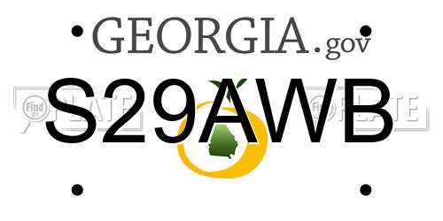 S29AWB Georgia License Plate