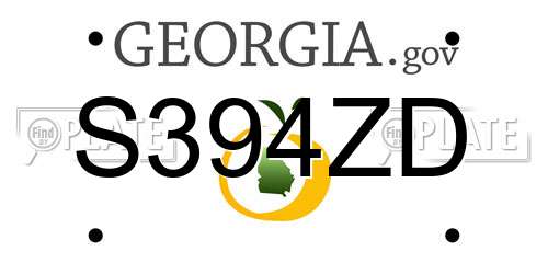 S394ZD Georgia License Plate