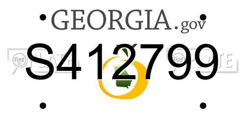 S412799 Georgia License Plate