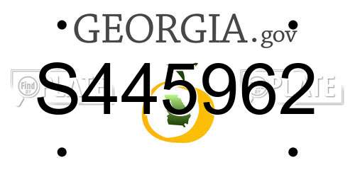 S445962 Georgia License Plate