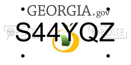S44YQZ Georgia License Plate