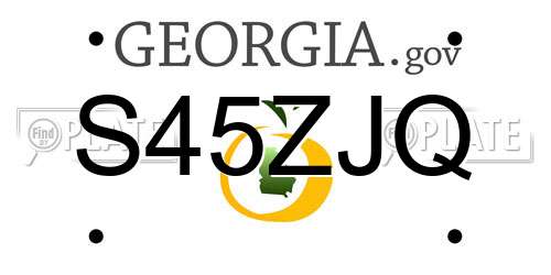 S45ZJQ Georgia License Plate