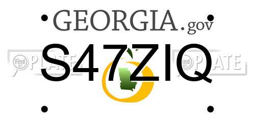 S47ZIQ Georgia License Plate
