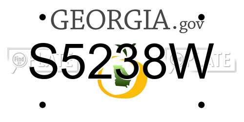 S5238W Georgia License Plate