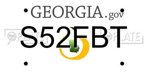 S52FBT Georgia License Plate