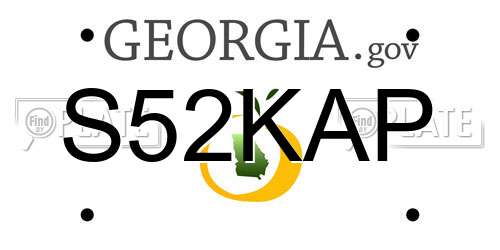 S52KAP Georgia License Plate