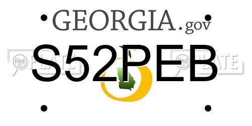 S52PEB Georgia License Plate