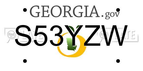S53YZW Georgia License Plate