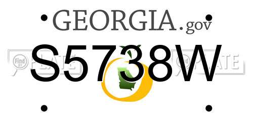 S5738W Georgia License Plate