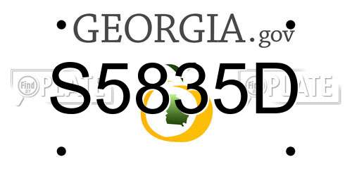 S5835D Georgia License Plate