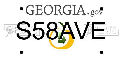 S58AVE Georgia License Plate