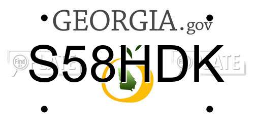 S58HDK Georgia License Plate