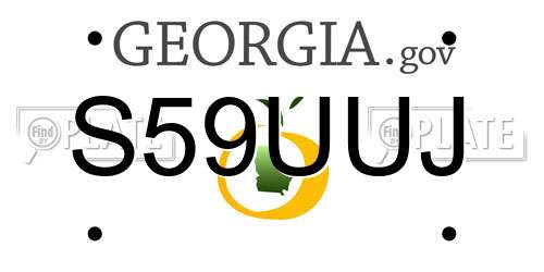 S59UUJ Georgia License Plate
