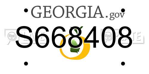 S668408 Georgia License Plate